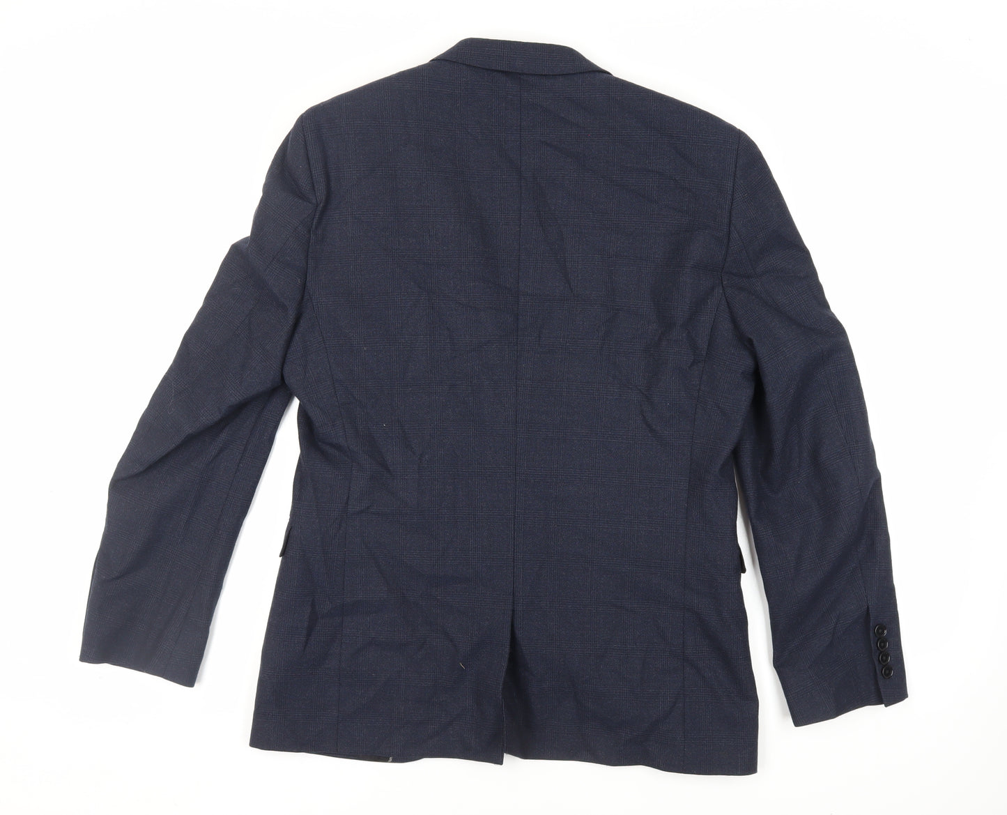 NEXT Mens Blue Plaid Polyester Jacket Suit Jacket Size 40 Regular