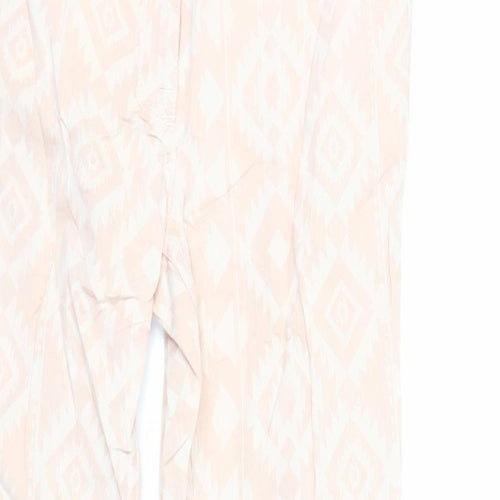NEXT Womens Pink Geometric Cotton Skinny Jeans Size 10 L29 in Regular Zip