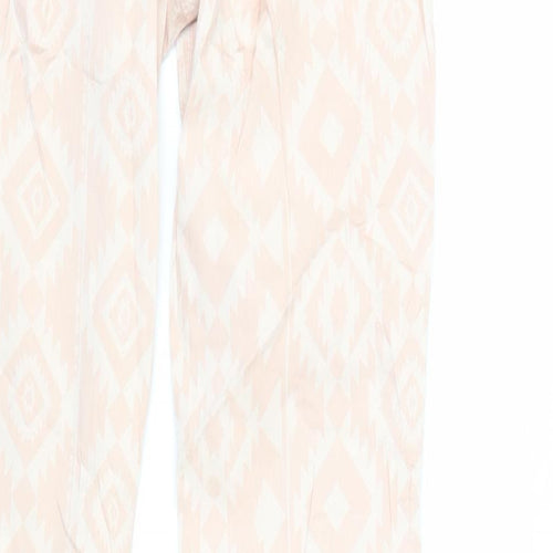 NEXT Womens Pink Geometric Cotton Skinny Jeans Size 10 L29 in Regular Zip
