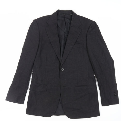 Zara Man Mens Black Plaid Wool Jacket Blazer Size 36 Regular