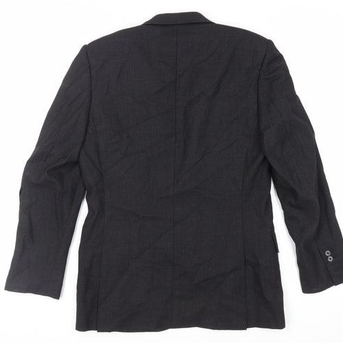 Zara Man Mens Black Plaid Wool Jacket Blazer Size 36 Regular