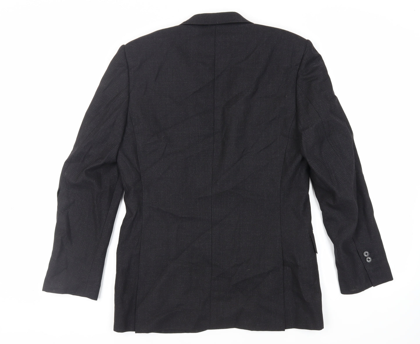 Zara Man Mens Black Plaid Wool Jacket Blazer Size 36 Regular