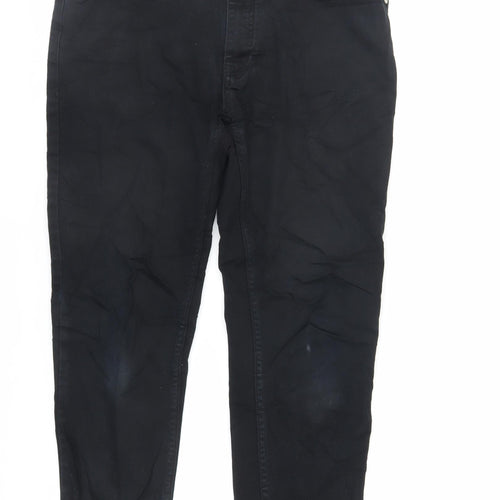 Zara Womens Black Cotton Skinny Jeans Size 14 L29 in Regular Zip