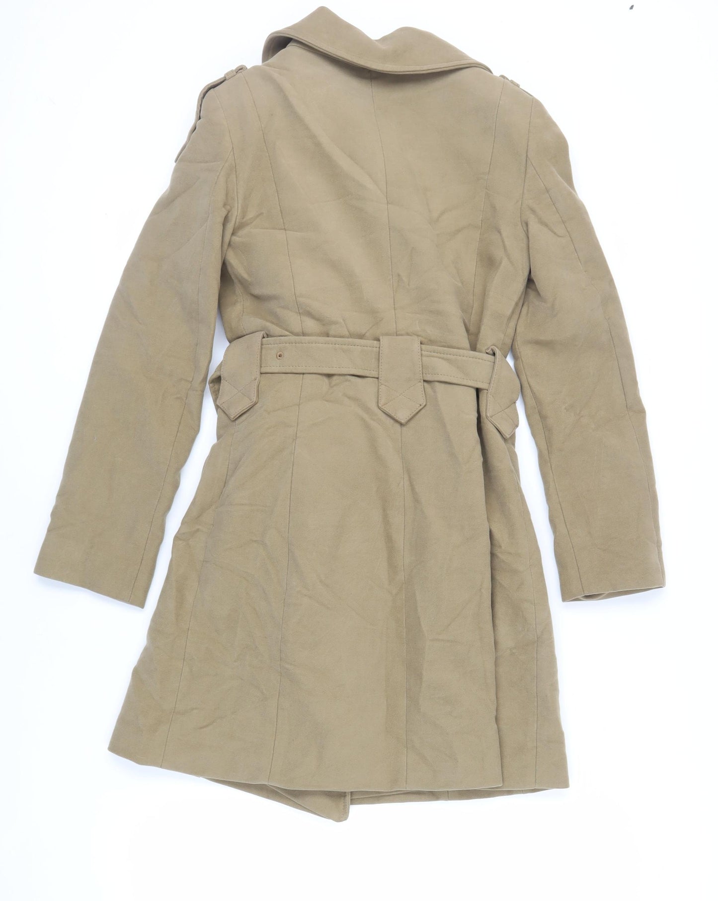 Mango Womens Beige Pea Coat Coat Size S Snap - Belted
