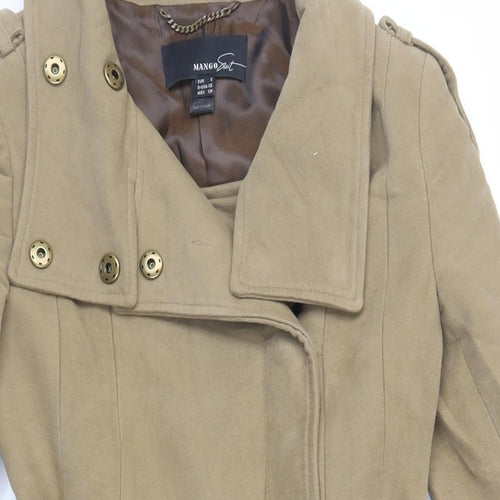 Mango Womens Beige Pea Coat Coat Size S Snap - Belted