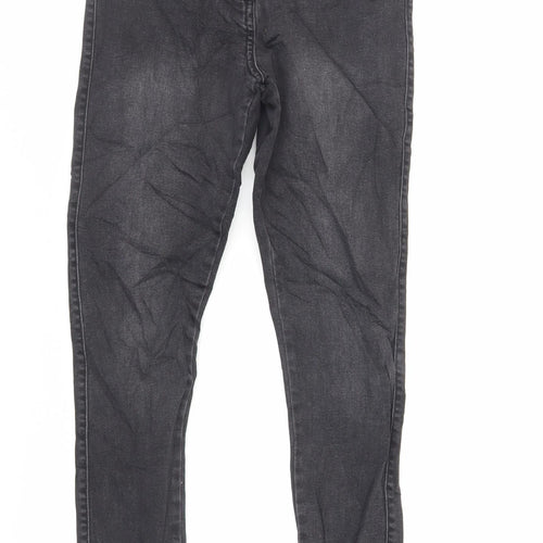 M&Co Girls Black Cotton Skinny Jeans Size 11-12 Years Regular Zip