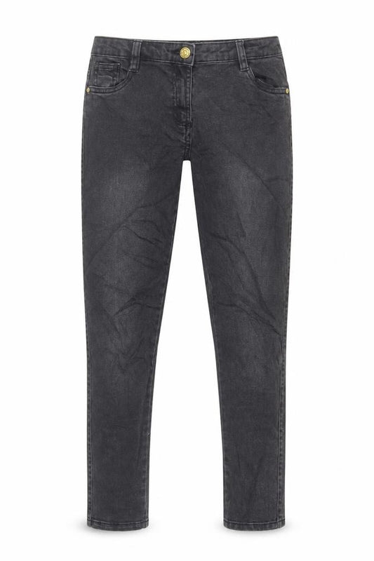 M&Co Girls Black Cotton Skinny Jeans Size 11-12 Years Regular Zip