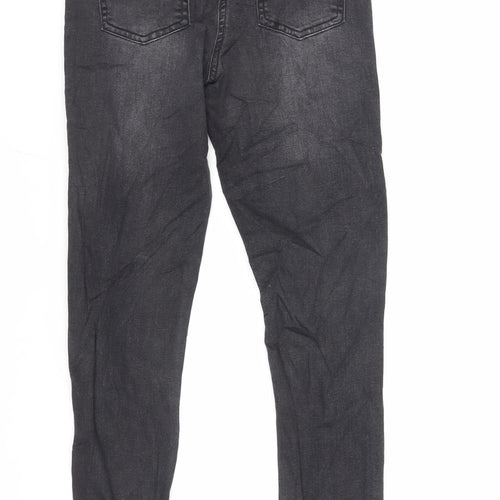 M&Co Girls Black Cotton Skinny Jeans Size 11-12 Years Regular Zip