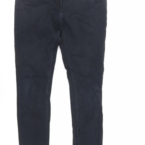 NEXT Womens Black Cotton Skinny Jeans Size 12 L28 in Regular Zip