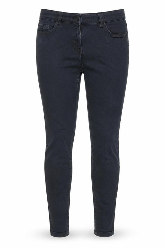 Front view of Next women’s black cotton skinny jeans, size UK 12, 28-inch leg regular zip