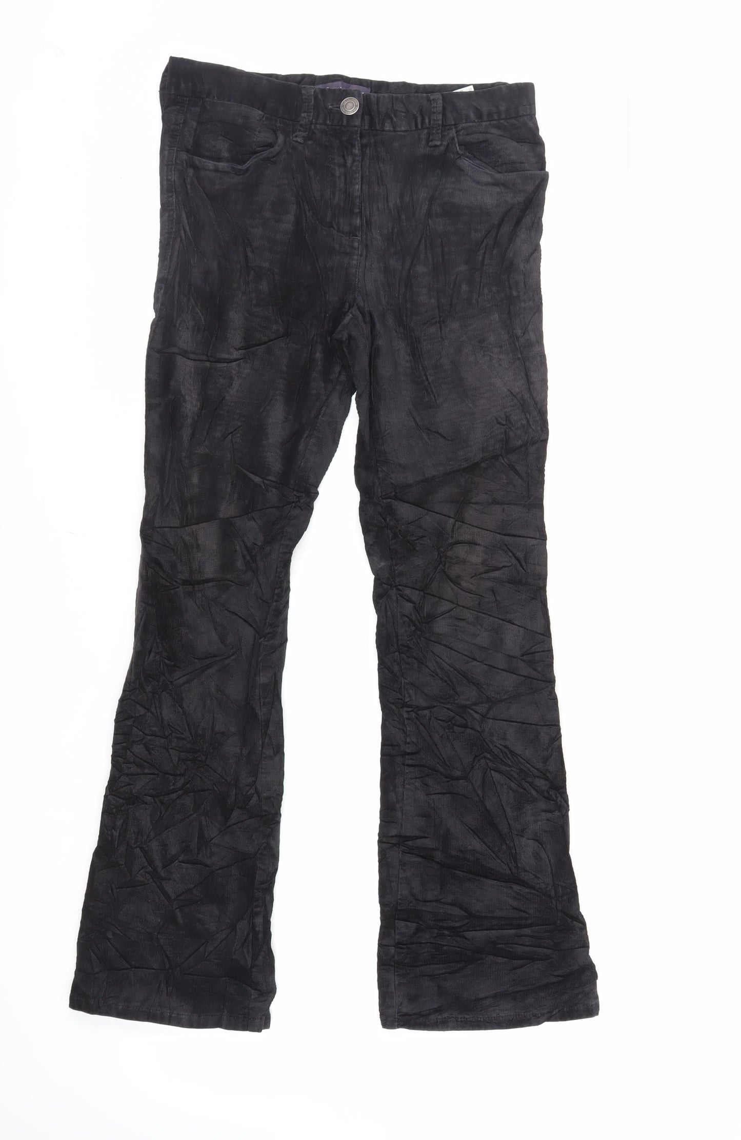 Marks and Spencer Womens Black Cotton Trousers Size 8 L29 in Regular Zip