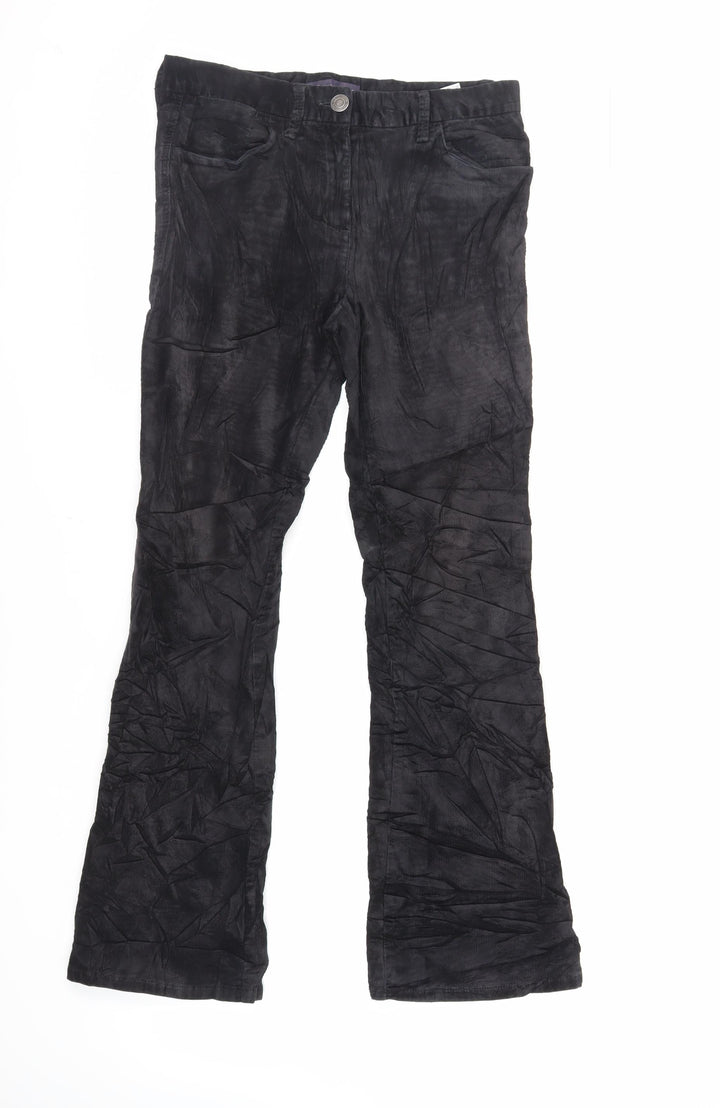 Marks and Spencer Womens Black Cotton Trousers Size 8 L29 in Regular Zip