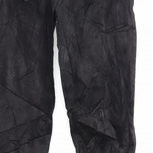 Marks and Spencer Womens Black Cotton Trousers Size 8 L29 in Regular Zip