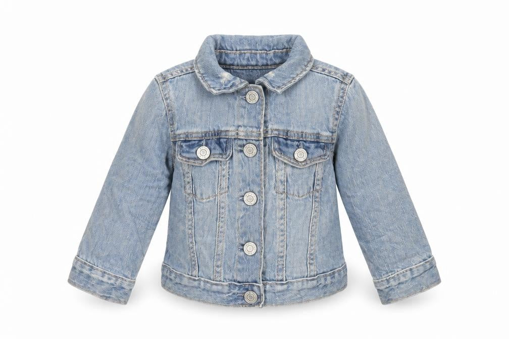 Front view of Gap girls’ blue basic jacket jacket, size 2, years snap