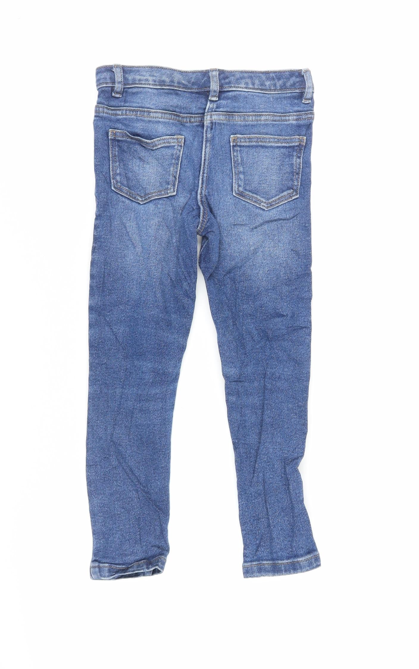 NEXT Girls Blue Cotton Skinny Jeans Size 7 Years Extra-Slim Zip