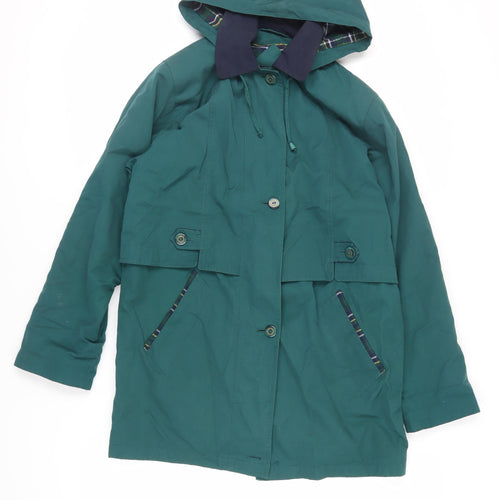 David Barry Womens Green Jacket Size 10 Button - Hooded