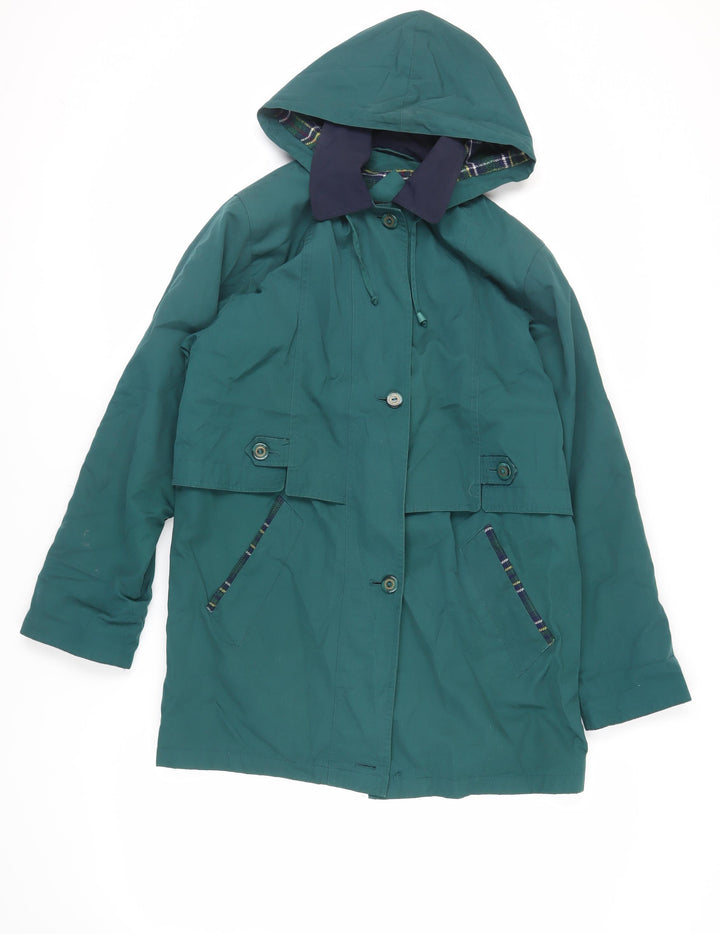 David Barry Womens Green Jacket Size 10 Button - Hooded