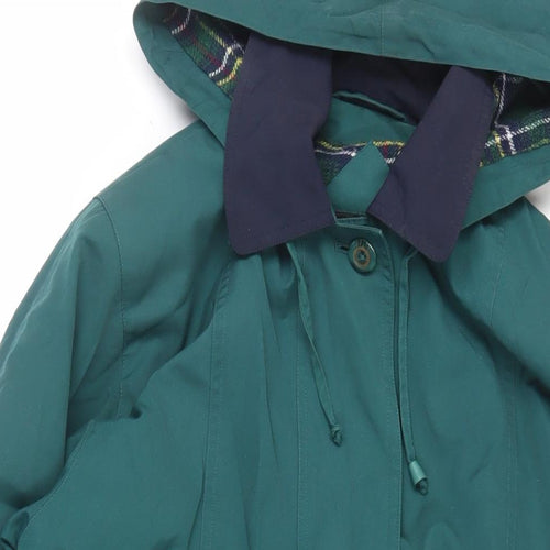 David Barry Womens Green Jacket Size 10 Button - Hooded