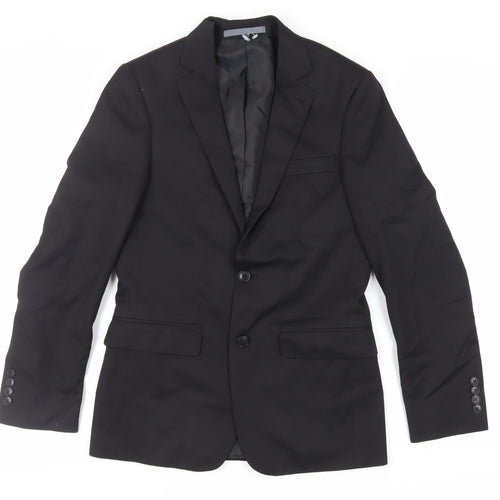 Marks and Spencer Mens Black Polyester Jacket Suit Jacket Size 36 Regular