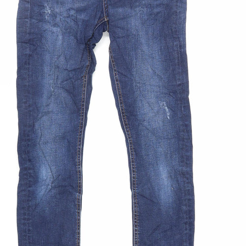 Denim & Co. Womens Blue Cotton Skinny Jeans Size 6 L28 in Regular Zip