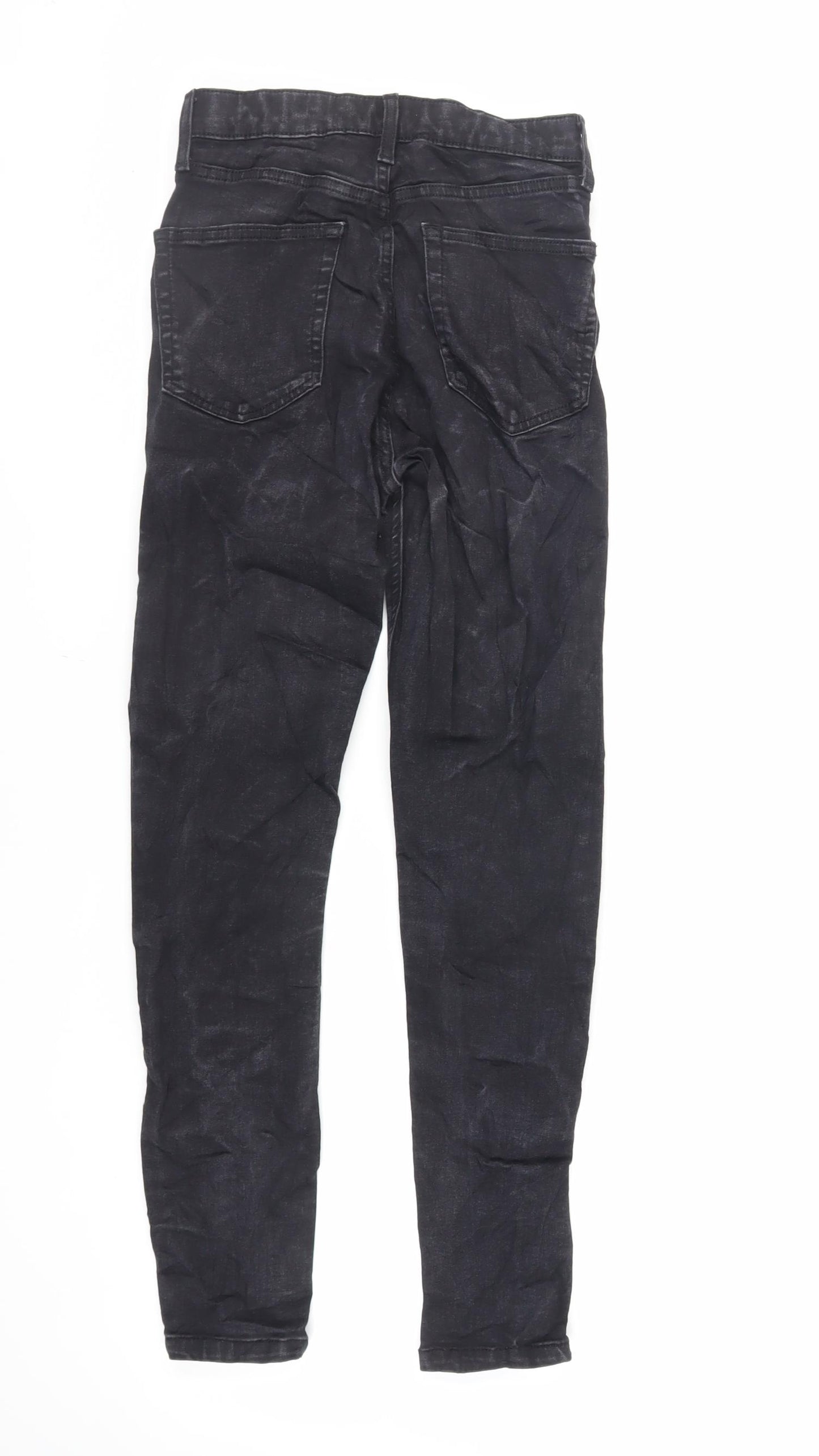 Topshop Womens Black Cotton Skinny Jeans Size 28 in L32 in Regular Zip - Lace Up