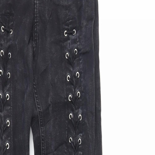 Topshop Womens Black Cotton Skinny Jeans Size 28 in L32 in Regular Zip - Lace Up