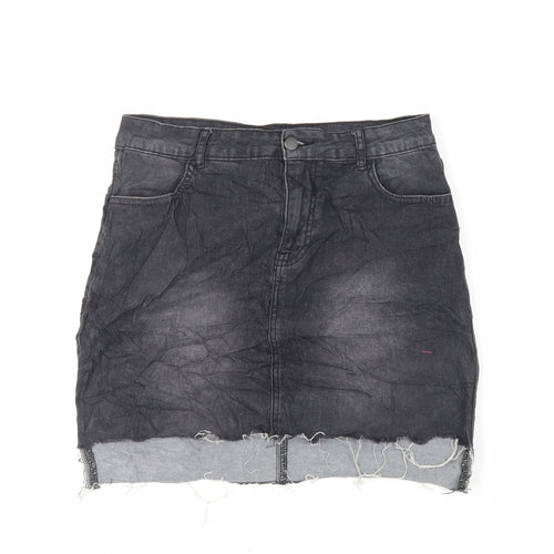 FOREVER 21 Womens Black Cotton Mini Skirt Size L Zip - Pockets