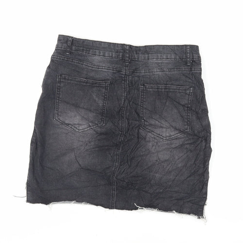 FOREVER 21 Womens Black Cotton Mini Skirt Size L Zip - Pockets