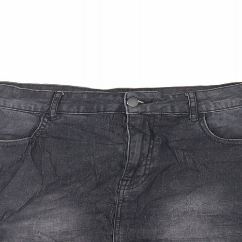 FOREVER 21 Womens Black Cotton Mini Skirt Size L Zip - Pockets