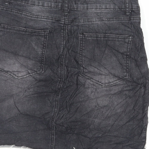 FOREVER 21 Womens Black Cotton Mini Skirt Size L Zip - Pockets