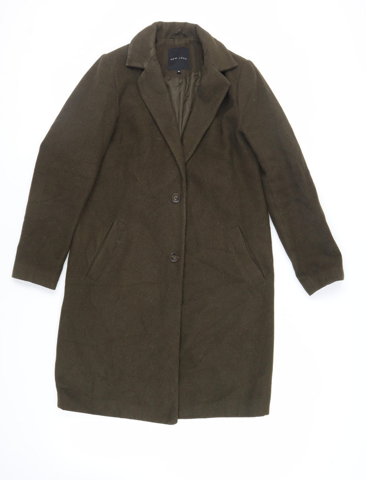 New Look Womens Green Overcoat Coat Size 10 Button