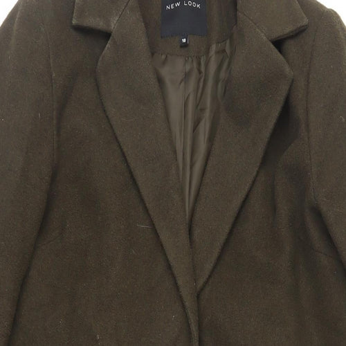 New Look Womens Green Overcoat Coat Size 10 Button
