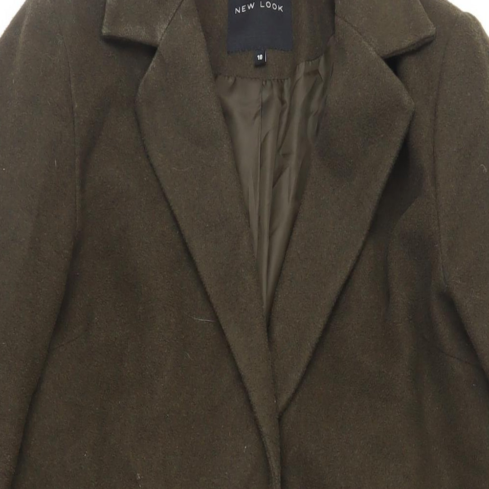 New Look Womens Green Overcoat Coat Size 10 Button