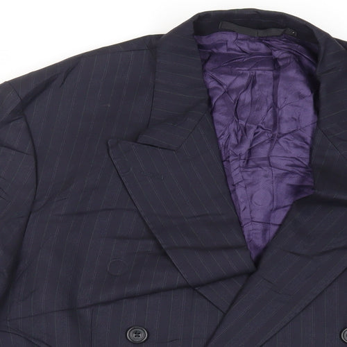 Marks and Spencer Mens Blue Striped Wool Jacket Blazer Size 42 Regular