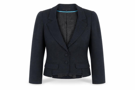 Front view of Marks & Spencer women’s black jacket blazer, size UK 6, button