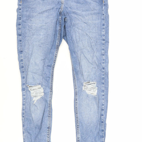 Topshop Womens Blue Cotton Skinny Jeans Size 28 in L30 in Regular Zip