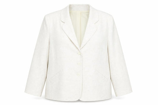 Front view of Canda women’s ivory jacket blazer, size UK 18, button
