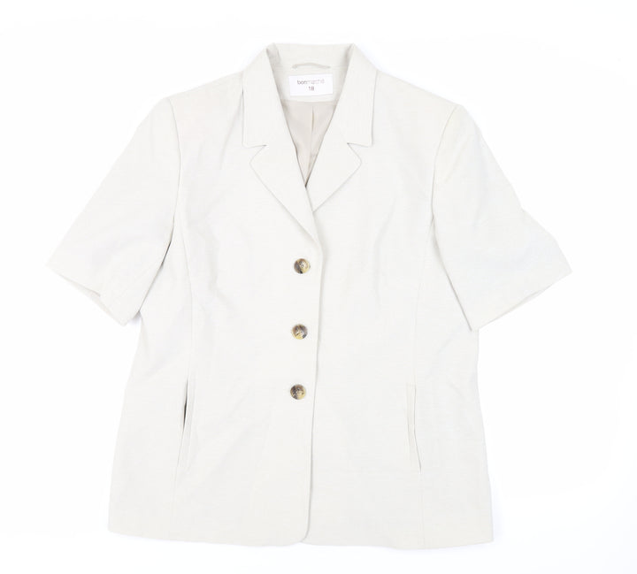 Bonmarché Womens Grey Jacket Blazer Size 18 Button