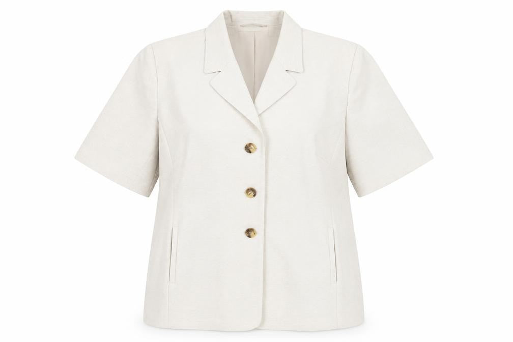 Front view of Bonmarché women’s grey jacket blazer, size UK 18, button