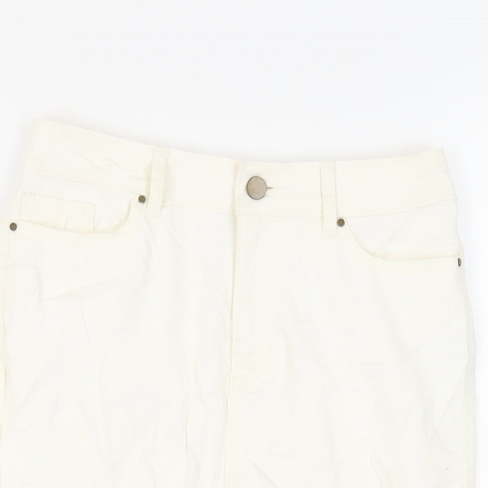 TU Womens Ivory Cotton Straight & Pencil Skirt Size 8 Button - Pockets