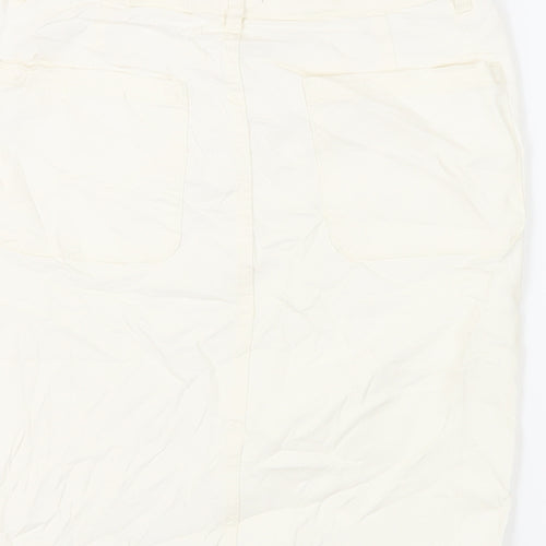 TU Womens Ivory Cotton Straight & Pencil Skirt Size 8 Button - Pockets