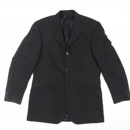 Linea Mens Black Polyester Jacket Suit Jacket Size 38 Regular