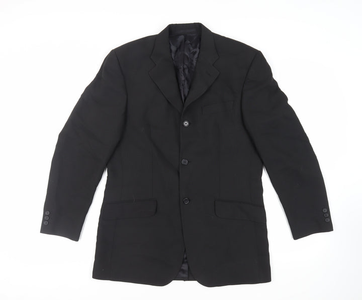 Linea Mens Black Polyester Jacket Suit Jacket Size 38 Regular
