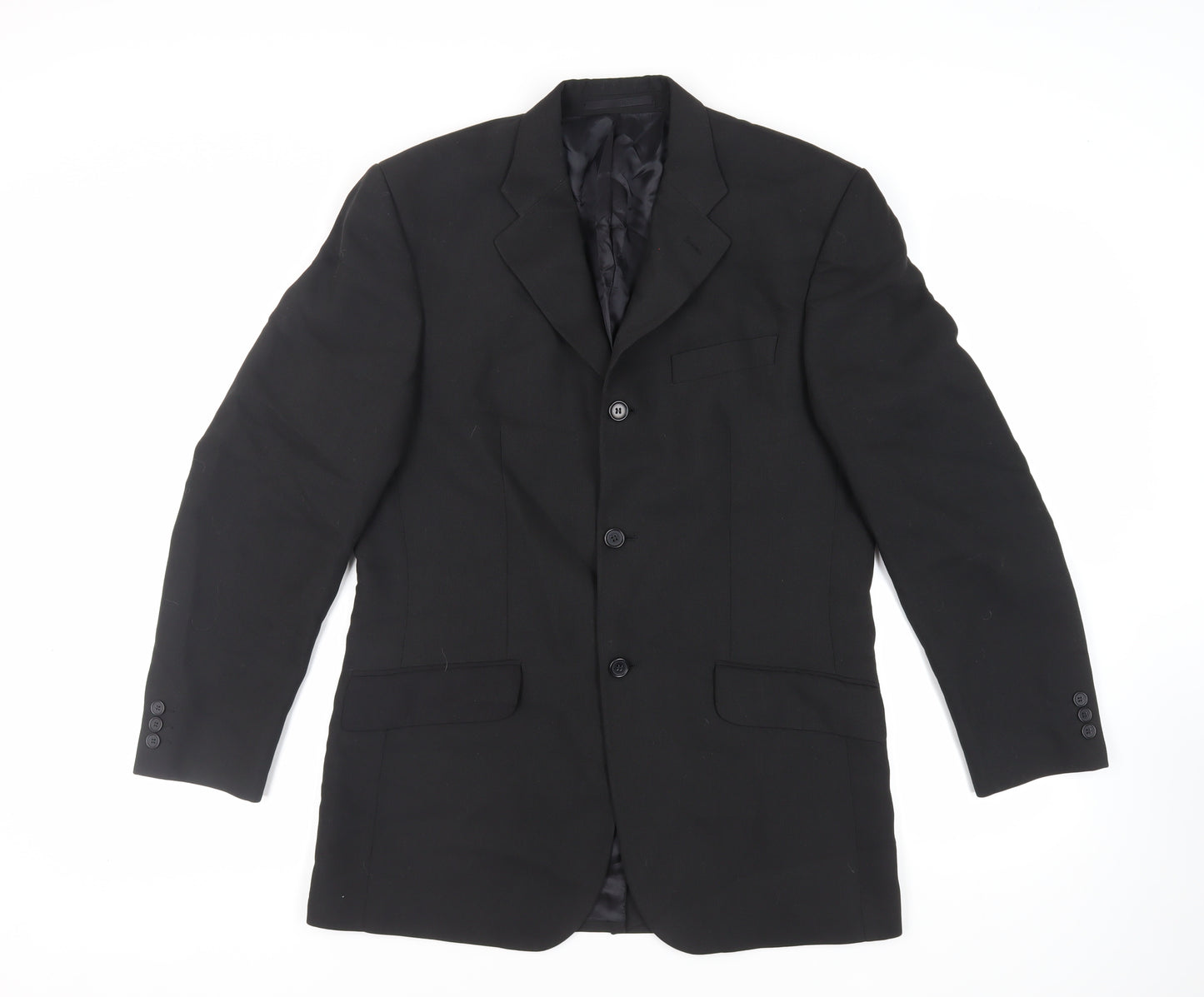 Linea Mens Black Polyester Jacket Suit Jacket Size 38 Regular