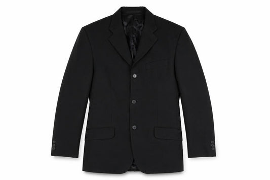 Front view of Linea men’s black polyester jacket suit jacket, size 38, regular