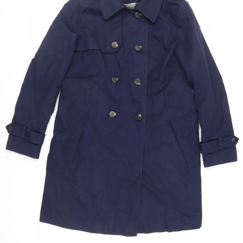 Red Herring Womens Blue Trench Coat Coat Size 16 Button