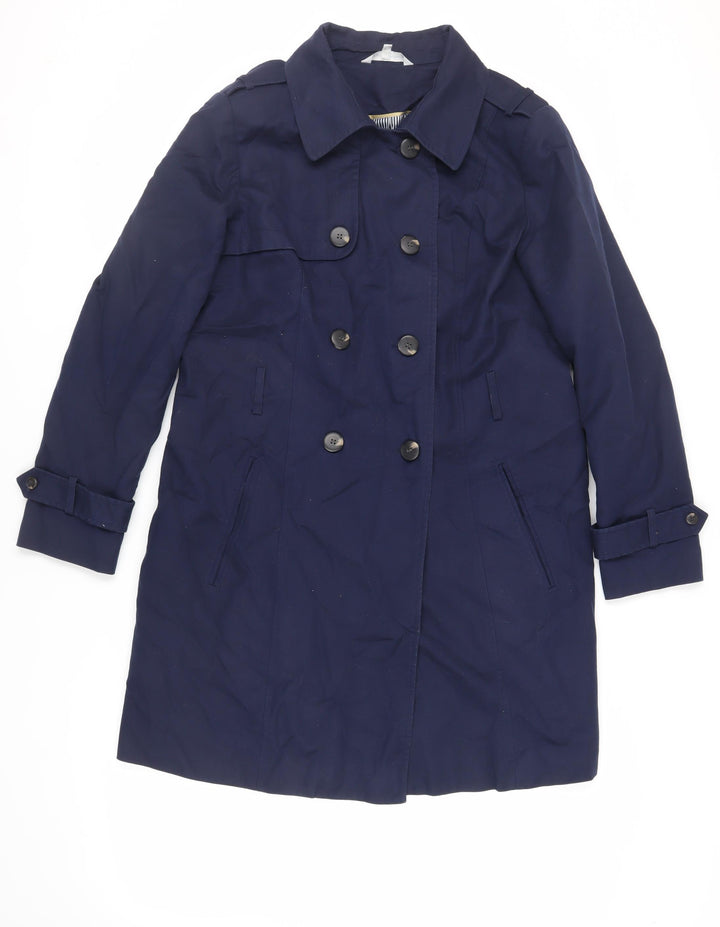 Red Herring Womens Blue Trench Coat Coat Size 16 Button