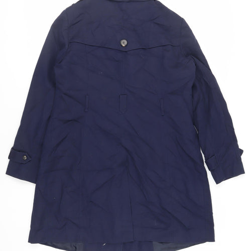 Red Herring Womens Blue Trench Coat Coat Size 16 Button