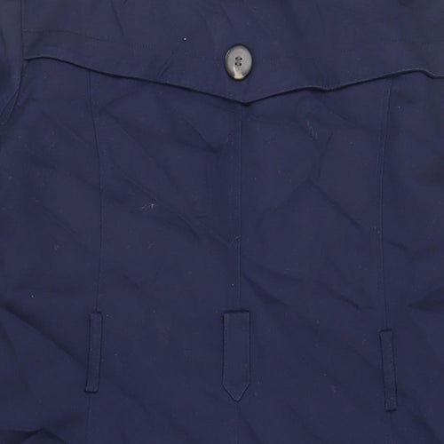 Red Herring Womens Blue Trench Coat Coat Size 16 Button