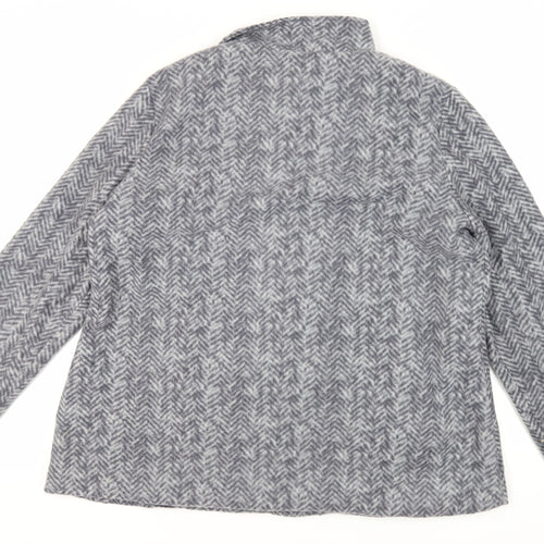 Anne de Lancay Womens Grey Geometric Jacket Blazer Size L Button
